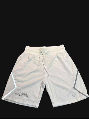 Converse White Athletic Mesh Shorts with Reflective Trim